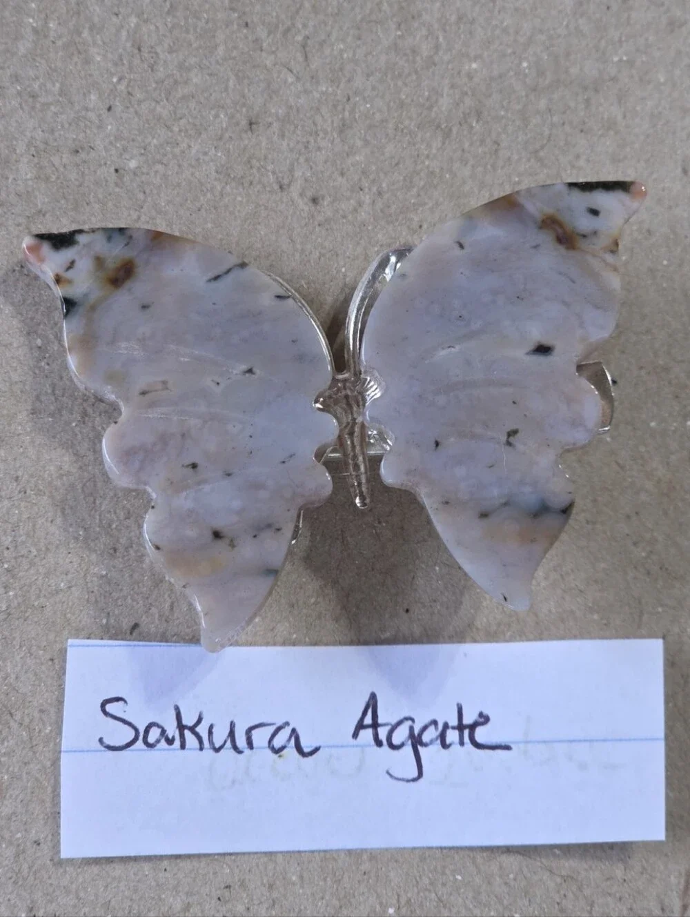 Sakura Agate/Flower Agate/Cherry Blossom Agate Butterfly Clip-Brooch-Hair Access